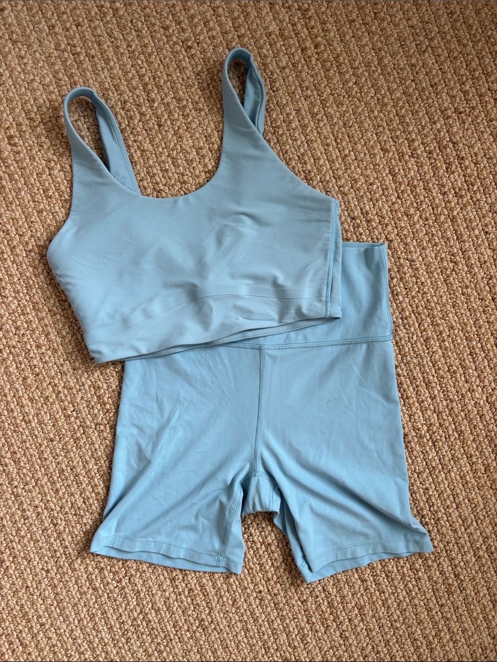 all in motion Light Blue Seamless Bralette & Bike Shorts Set